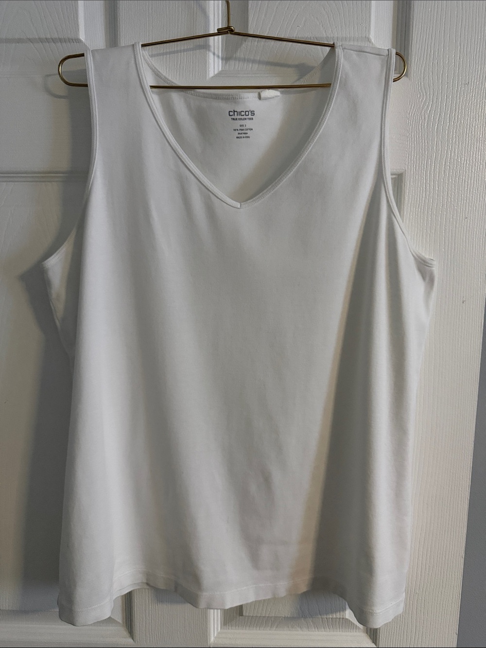 Chico's True Color Tees White V-Neck Sleeveless Tank Top - size Large / 16